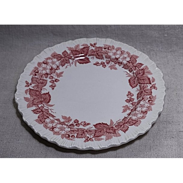 R�d Engelsk Wedgwood fajance frokosttallerken