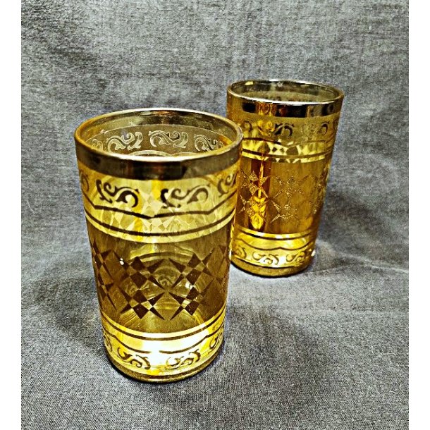 2 stk. glas med guldprint