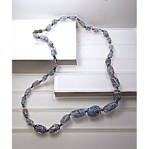 Lysebl� Murano vintage halsk�de