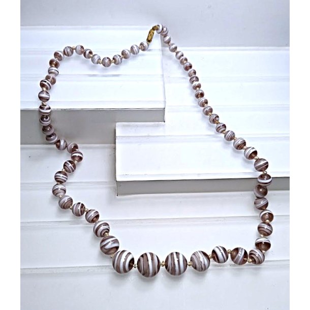 Klassisk Murano vintage halsk�de med stribede perler
