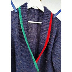 H�ndstrikket m�rkebl� vintage cardigan