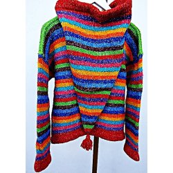 H�ndstrikket etnisk vintage uldtr�je / cardigan