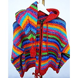 H�ndstrikket etnisk vintage uldtr�je / cardigan